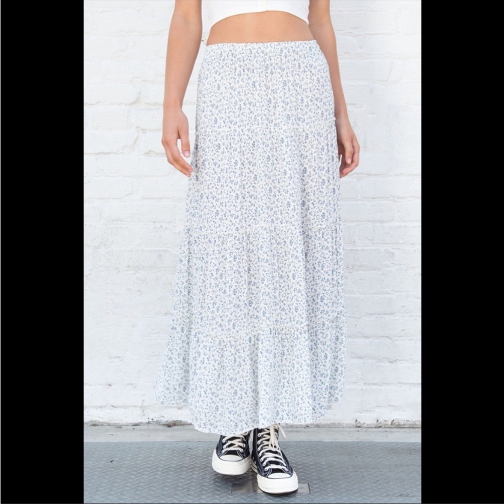 Brandy Melville floral blue flowers Izzy maxi skirt